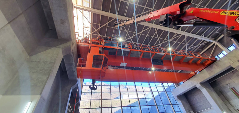 orange gantry crane inside at roxbourgh